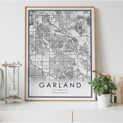 GARLAND Texas TX USA city map Nordic Living Room Decoration Canvas Poster Modern Home Decor Art Print Painting