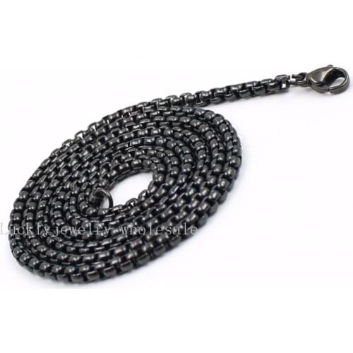 GNAYY 5pcs/ Lot Mens Jewelry stainless steel 3mm Black Box Rolo chain necklace 18''-32'' wholesale
