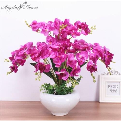 Artificial 7 heads orchid Phalaenopsis set fake silk flower living room Christmas decor floral home display flower pot orchid
