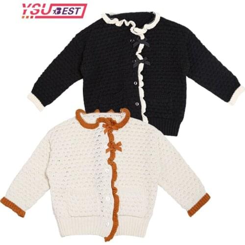 Toddler Baby Girls Cardigan Sweaters New Spring Knitted Coats Girls Sweater Bow Autumn Princess Cotton Knitted Child Warm Coat