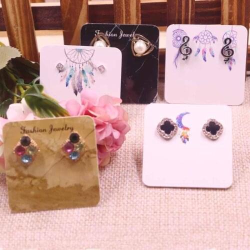 Zerong black /white marble earring tag card 5*5cm new flower/Dreamcatcher print jewelry earring packing display card 50pcs/lot