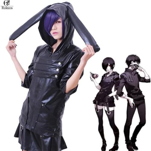 Rolecos Japanese Anime Cosplay Tokyo Ghoul Cosplay Costume Kaneki Ken Kirishima Touka PU Costume Set