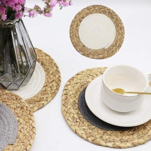 Tray Mat Anti-hot Non-slip Round Shape Janpanese Style Tray Mat for Kitchen