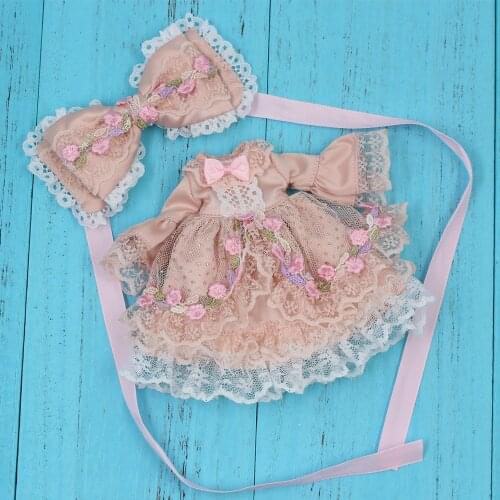 ICY DBS Blyth doll Pink Princess dress with hairband Swet and Elegant outfits for the 1/6 Size