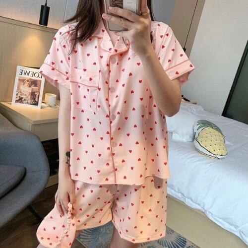 Summer Korean Net Red Chiffon Cardigan Pajamas Female Students Cute Short-Sleeved Korean-Style Sweet Casual Homewear Set
