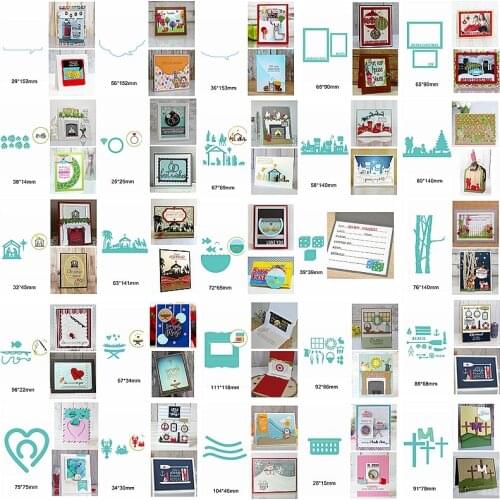 Mix House Heart Round Square Fishing Rod Dice Tree Cross Fish Tank Metal Cutting Dies Diy Scrapbook Embossing Paper Make Album