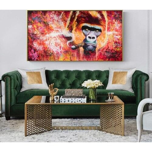 MUTU Graffiti Monkey Gorilla Smoking Pictures Canvas Painting Wall Art For Living Room Modern Decoration Home Painting NO FRAME