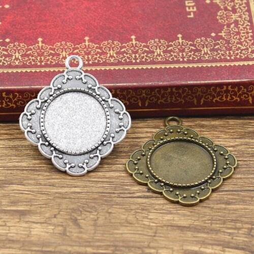 4pcs Cabochon Base Fit Setting 20mm Inner Size Antique Bronze Silver Color Square Round Style DIY Jewelry Making Findings