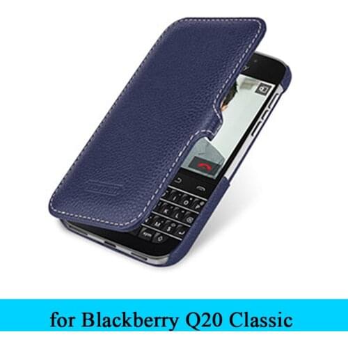 Luxury Brand 100% Genuine Leather Case Flip Folio Phone Cover Bag Shell For Blackberry Classic Q20 3.5" Case Free Shipping