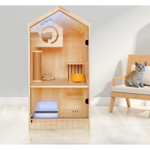 60*60*120 Solid Wood Cat Cage Villa Litter Cat Cabinet Cat House Display Cabinet Pet Furniture