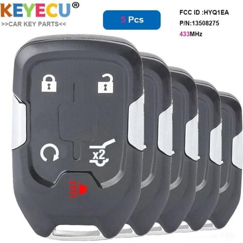 KEYECU 5 Pieces Smart Remote Control Car Key for GMC Acadia Terrain 2017 2018 2019 2020, Fob 5 Buttons - FCC ID: HYQ1EA 13508275