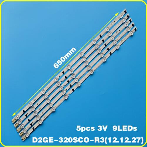650mm LED Backlight Strip 9 LEDs for Samsung Ue32f4000aw Ue32f5000ak Ue32f5030aw Ue32f5300aw 32 Inch LCD High Brightness Display