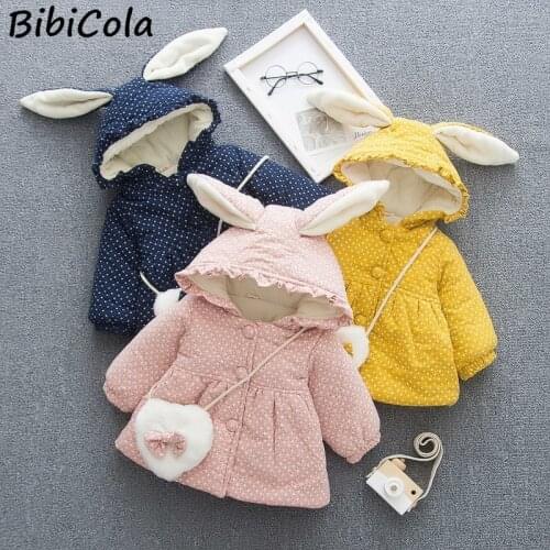 Girls Thick Hoodies Outerwear New Winter Baby Girls Jacket Kids Cotton Warm Coat Chirdren Character Lovely Jacket