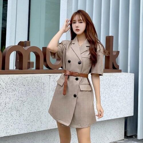 Make French platycodon grandiflorum suit v-neck dress female temperament of cultivate ones morality to collect waist Hepburn wi