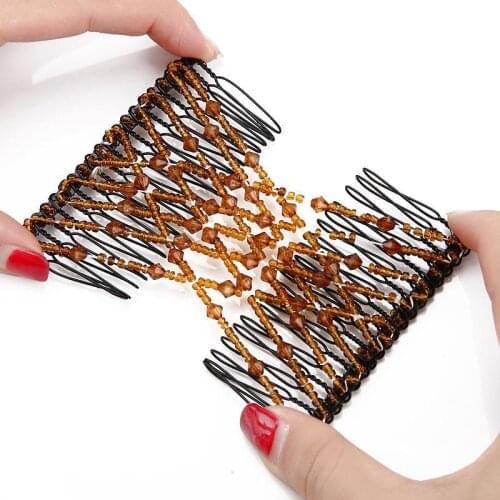 2019 New Women Vintage Elastic Magic Hair Clip Fashion DIY Hair Combs Bead Hairpins For Women Hair Accessories