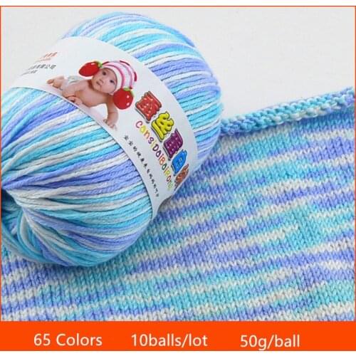 10balls/lot 65 Colors 500g Milk Cotton Silk Protein Baby Wool Yarn DIY Knitting Sweater Hand Knitted Yarn Knit Blanket Crochet