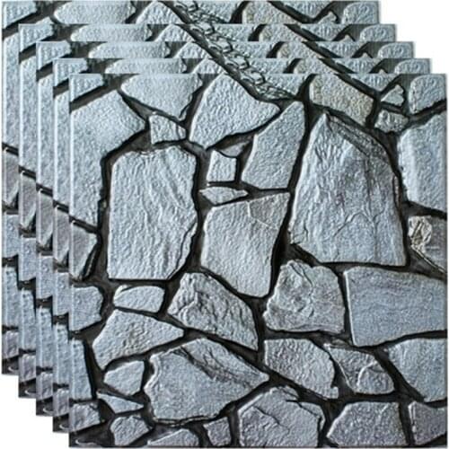 10Pcs 3D Pvc Wall Sticker Tile Gray Brick Self-Adhesive Waterproof Kitchen Bathroom Home Decor Diy Removable