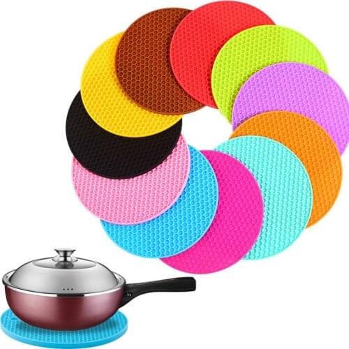 2pcs Multifunctional Round Heat Resistant Silicone Mat Cup Coasters Non-slip Pot Holder Table Placemat Kitchen Accessories Tool