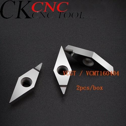 2pcs VCGT / VCMT160404 PCD for Aluminum / copper Polycrystalline diamond tools VCGT331/VCMT331 cnc machine tools Turning insert