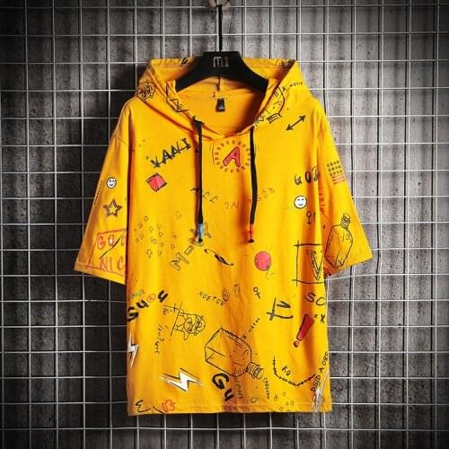 2021 new Mens Hoodies 2020 Summer Short Sleeves Anime Sweatshirt Male Hip Hop Harajuku Japanese Streetwear White Hoodie Men