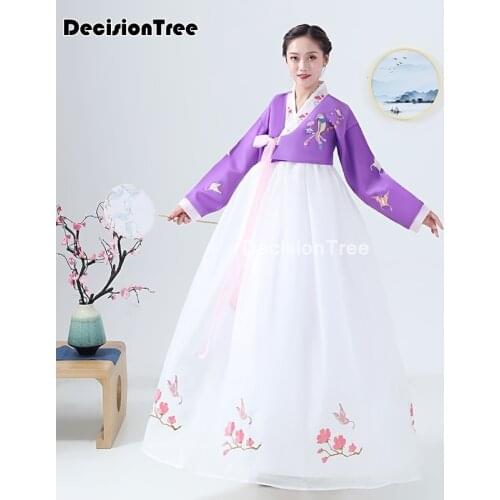 2021 korean folk dress for women hanbok clothes performance dress asian traditional korean costumes female floral embroidery