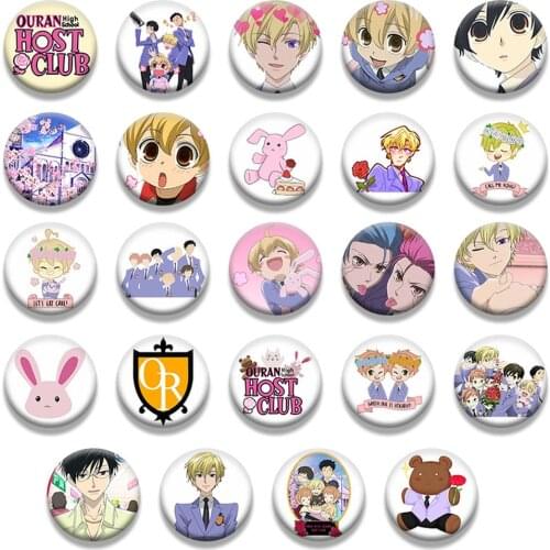 3pcs Random Anime Ouran High School Host Club Cosplay Badges Cartoon Collection Bag Breastpin for Backpacks Clothing Pin Brooch