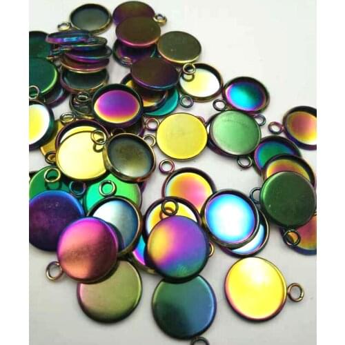 30pcs inside 12mm Round Stainless Steel Pendant Blank Cabochon Base Setting Bezel DIY Jewelry Making Component