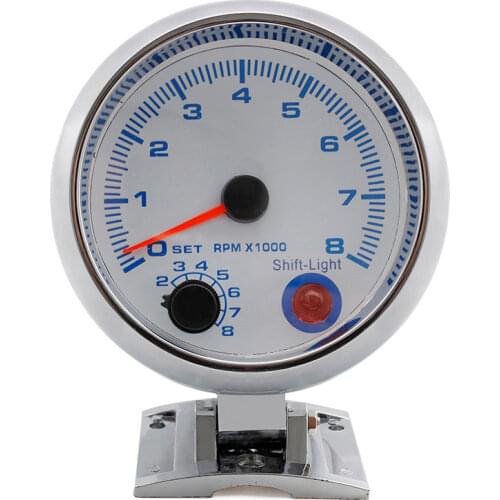 Auto Car Tachometer Tacho Gauge 0~8000 RPM Meter 2" 52mm Universal Car Motor White Led Meter Pointer RPM 12V Gasoline