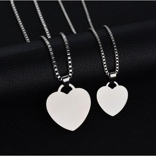Dog Tag Chain Necklace Stainless Steel Black Gold silver Color Blank Heart Shape Necklace for Women Man Pendants Choker Jewelry