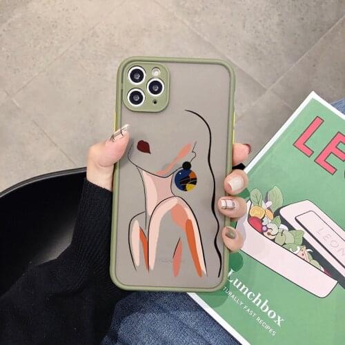 Retro Abstract Art Lines Phone Case For iPhone 12 11 Pro XS MAX 7 XR X SE 20 8 6 Plus Fashion Girl Clear Hard Cover Matte Fundas