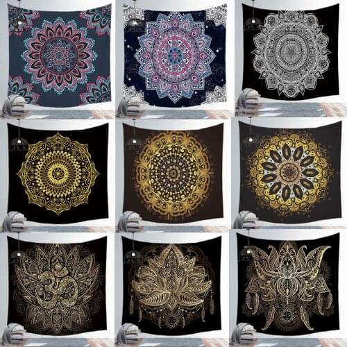 Black Wall Hanging Tapestries Indian Mandala Tapestry Hippie Chakra Tapestry Boho Decor Wall Cloth Yoga Mats Bohemian Fabric