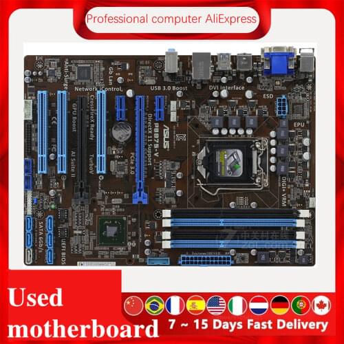 For ASUS P8B75-V Computer Motherboard LGA 1155 DDR3 For Intel B75 P8B75 Desktop Mainboard SATA II PCI-E X16 Used