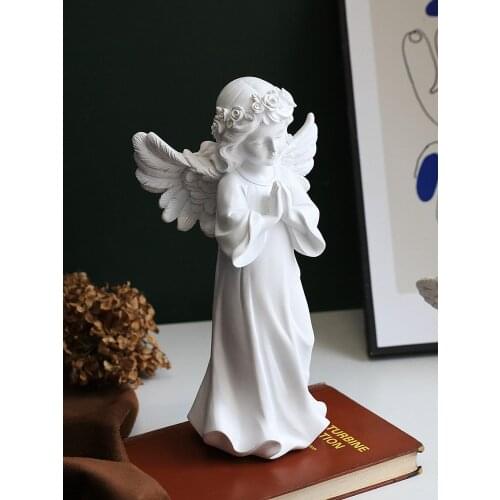 European White Angel Sculpture Vintage Plaster Portrait Statue Living Room Decorations Accessories Small Figure Ornaments Череп