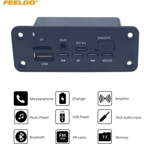 FEELDO 10Pcs Car MP3 WMA Decoder Board Audio Module 2 x 3W Amplifier Radio FM Receiver USB TF Port Bluetooth MP3 Player DC5V