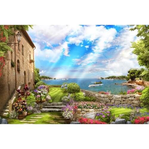 Seaside Bay Garden Landscape Photography Backgrounds Customized Baby Child Portrait Photographic Backdrops For Home Photo Studio