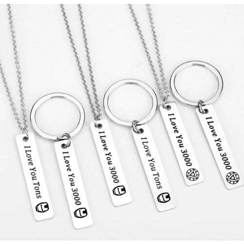 Ironed Man Key Chain I Love You 3000 Ton Stainless Steel Keychain Accessories Pendant Key Ring Charms Keychains for Ladies
