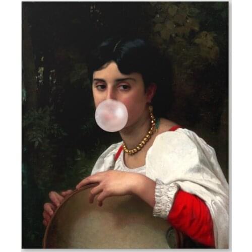 Painting Wall Art Bubble Gum HD Print Beautiful Woman Poster Modular Canvas Classic Home Decor Retro Pictures For Bedroom Frame