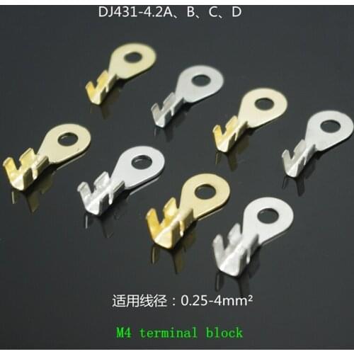 4.2 Circular Terminals M4 Ring Lugs DJ431-4 Brass Tin Plated Thickness 0.4mm