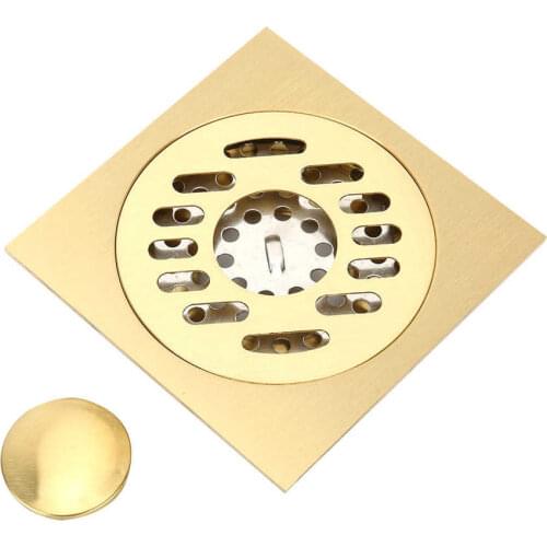 Brass Square-Shape Shower Floor Drain Anti Odor Floor Drainer Hardware Accessory for Bathroom Toilet Bathroom Sink Drain