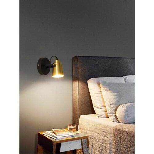 Nordic metal rotating lamp head wall lamps bedroom bedside modern designer living room decor study sconces lights decor fixtures