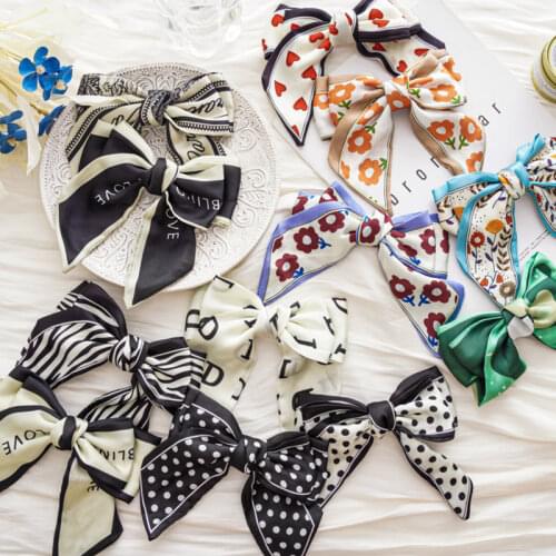 Fashion Bow Print Hairpins For Women Girl Ribbon Korean Hair Clips Sweet Hairgrip Barrettes Headband Headwear Hair Accessories