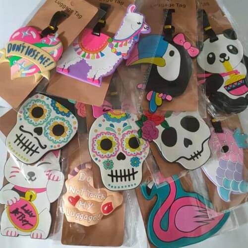 Cartoon Skull Fish Bird Luggage Tags Suitcase Holder Travel Accessories ID Addres Silica Gel Portable Label Glasses Baggage Tag