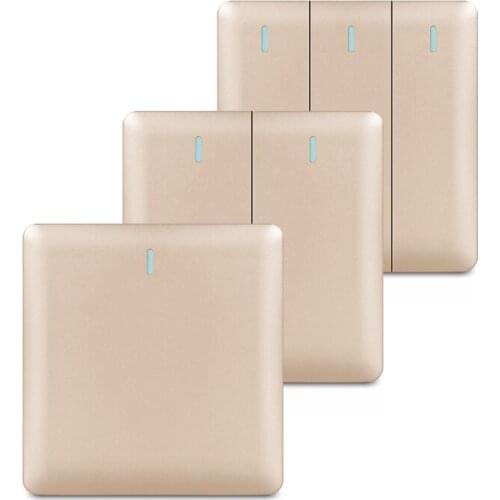 1/2/3 Gang 2 Way Light Wall Switch Luxury White/Champagne Cold PC Frame Panel On/Off Wall Light Interruptor With LED Indicator