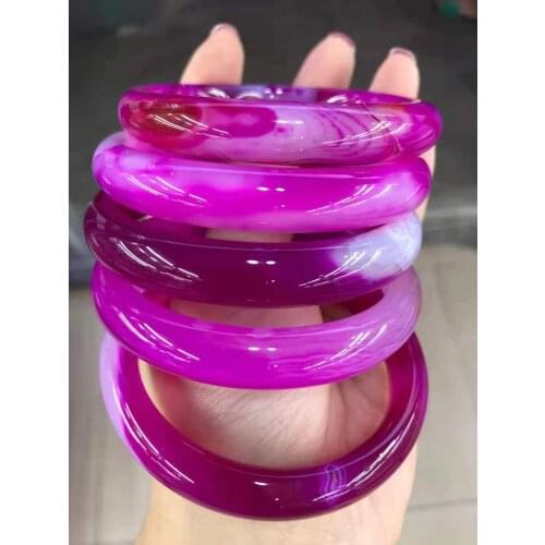 2021 Real Natural Chalcedony violet bracelets women handcarved jade bangle jewelry jadeite bangles Real agate gift bracelet
