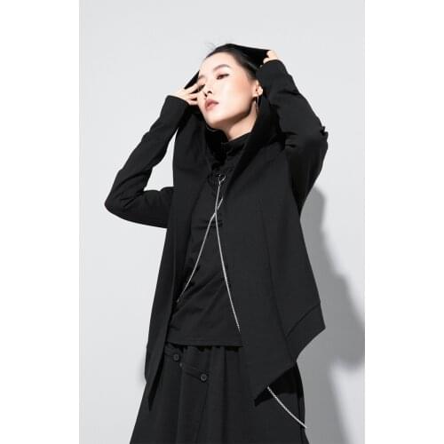 Europe and the United States 2021 spring new hooded cardigan dark street fashion brand slim and versatile coat