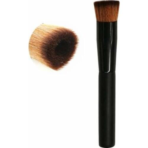 Single black wood handle soft nylon hair black aluminum collar liquid foundation BB brush in cosmetic