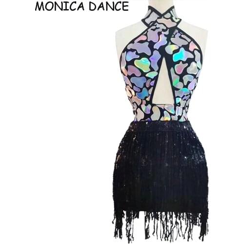 Women Sexy Silver Sequin Fringe Short Dress Evening Women Dancer Singer DS Show Outfit Wear Birthday Celebrate Bar Prom Dress