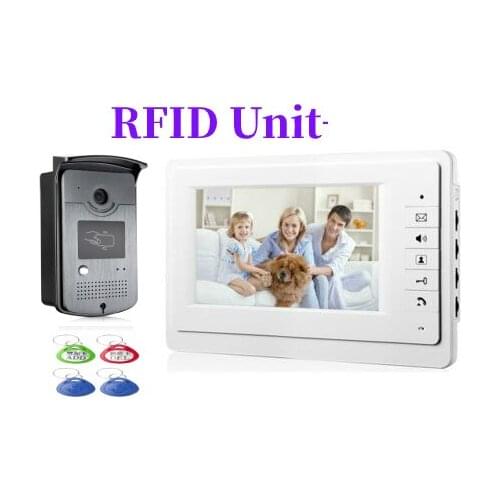 Fingerprint RFID Password Unlock Video Intercom 7 Inch Monitor Video Doorbell Speake Phone Visual Intercom Home Security System