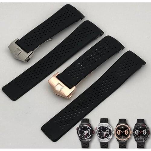Rubber Watchbands For TAG HEUER GRAND CARRERA Watch Accessories Waterproof Strap 22 24mm Soft Silicone Watch Band Watch Bracelet