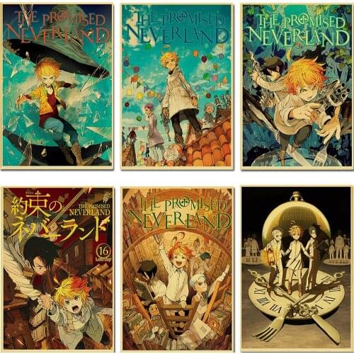 WTQ Retro Posters Canvas Painting Cartoon The Promised Neverland Anime Posters Wall Decor Wall Art Picture Room Decor Home Decor